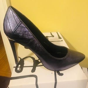Blue Gunmetal Pumps